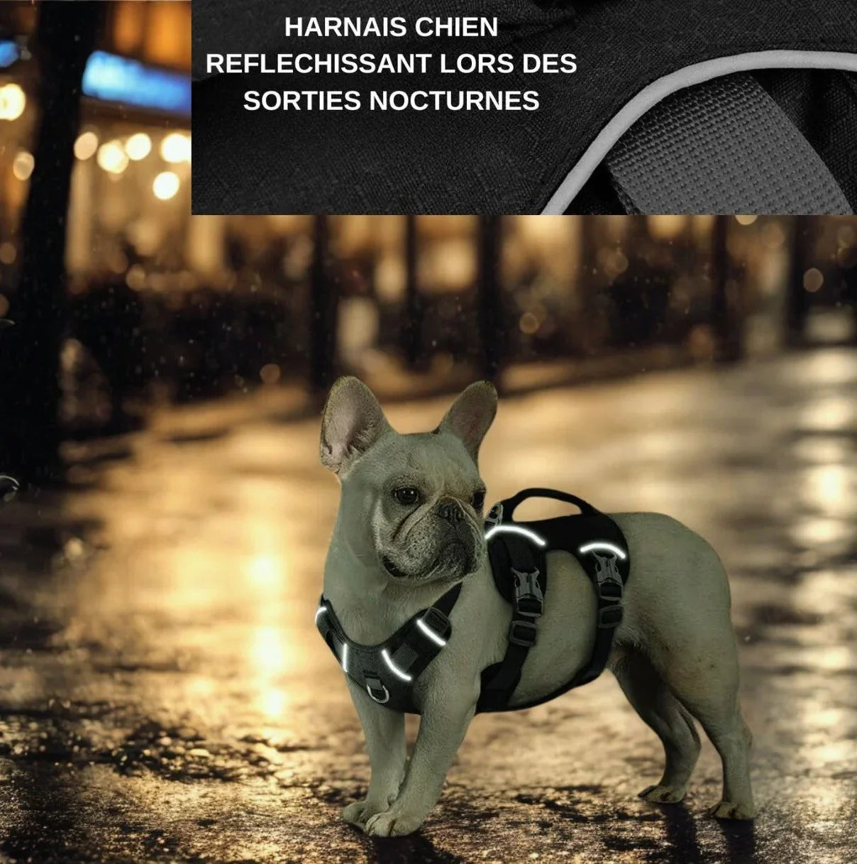 Harnais pour chien réfléchissant nuit - Harnais chien sécurité promenade nocturne