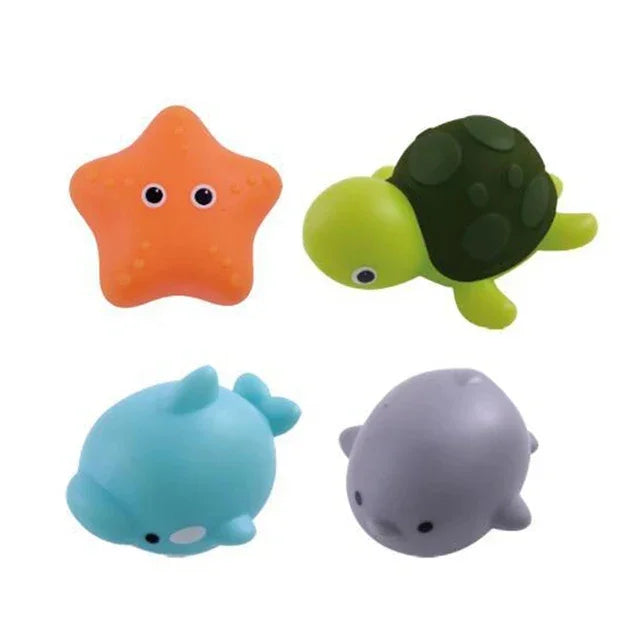 Ensemble 4 figurines flottantes jouet d'eau chien caoutchouc non toxique
