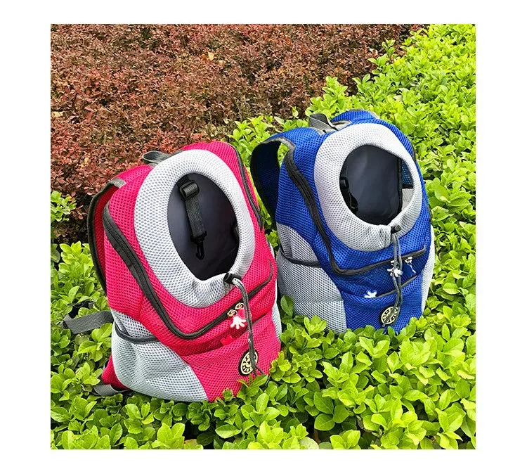 Sac a dos pour chien rose et bleu