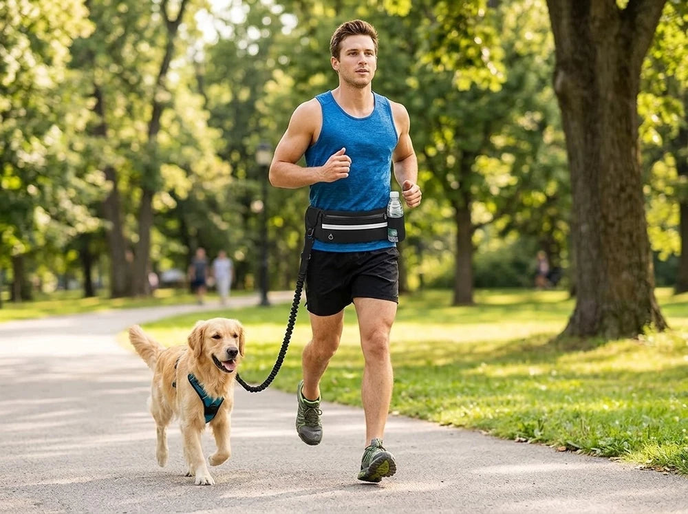 Laisse pour chien Mains Libres | Laisse-ceinture-sac tout en un