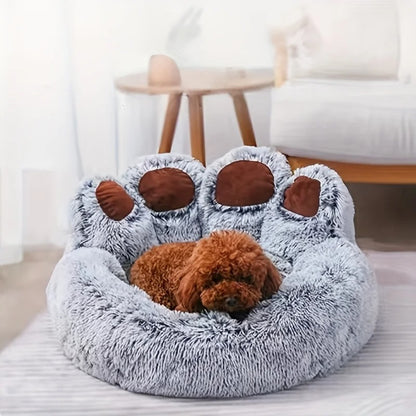 Coussin donut gris pour chien — petit chien endormi dans le coussin patte 