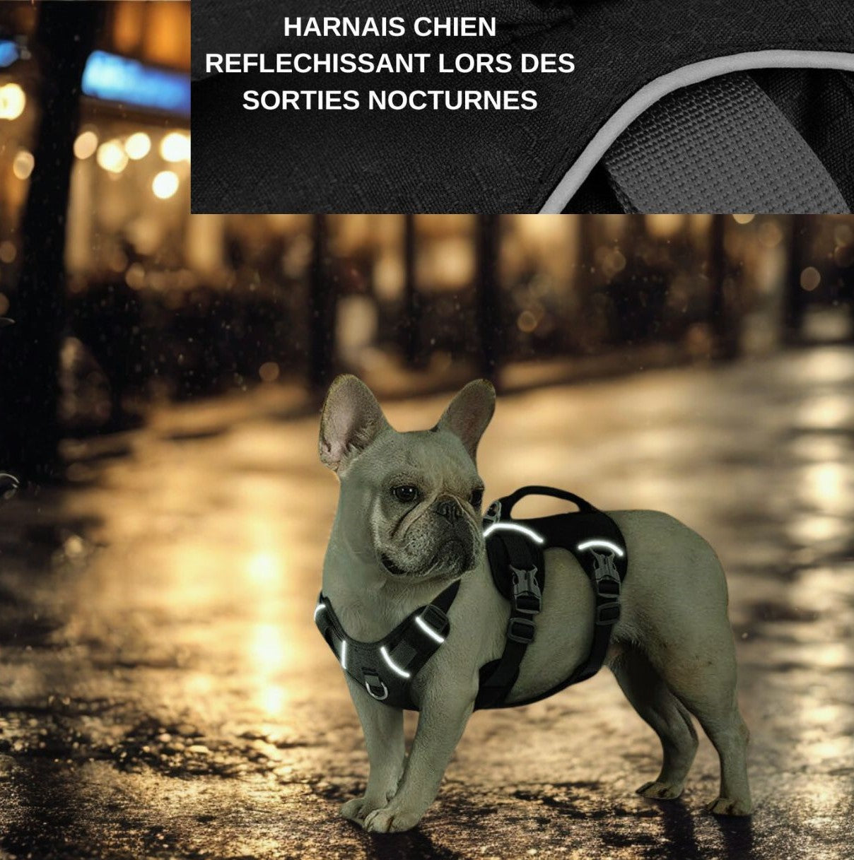 Harnais pour chien réfléchissant nuit - Harnais chien sécurité promenade nocturne