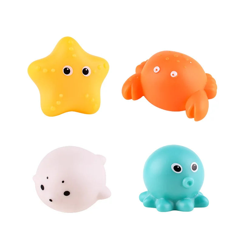Pack 4 figurines flottantes jouet d'eau chien caoutchouc non toxique