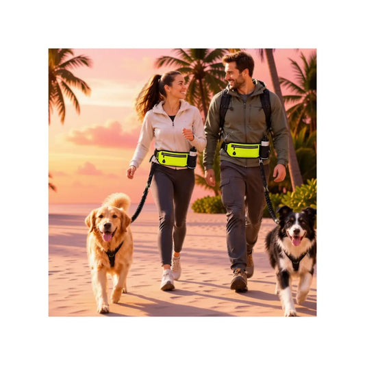 Laisse pour chien mains libre avec ceinture et poche