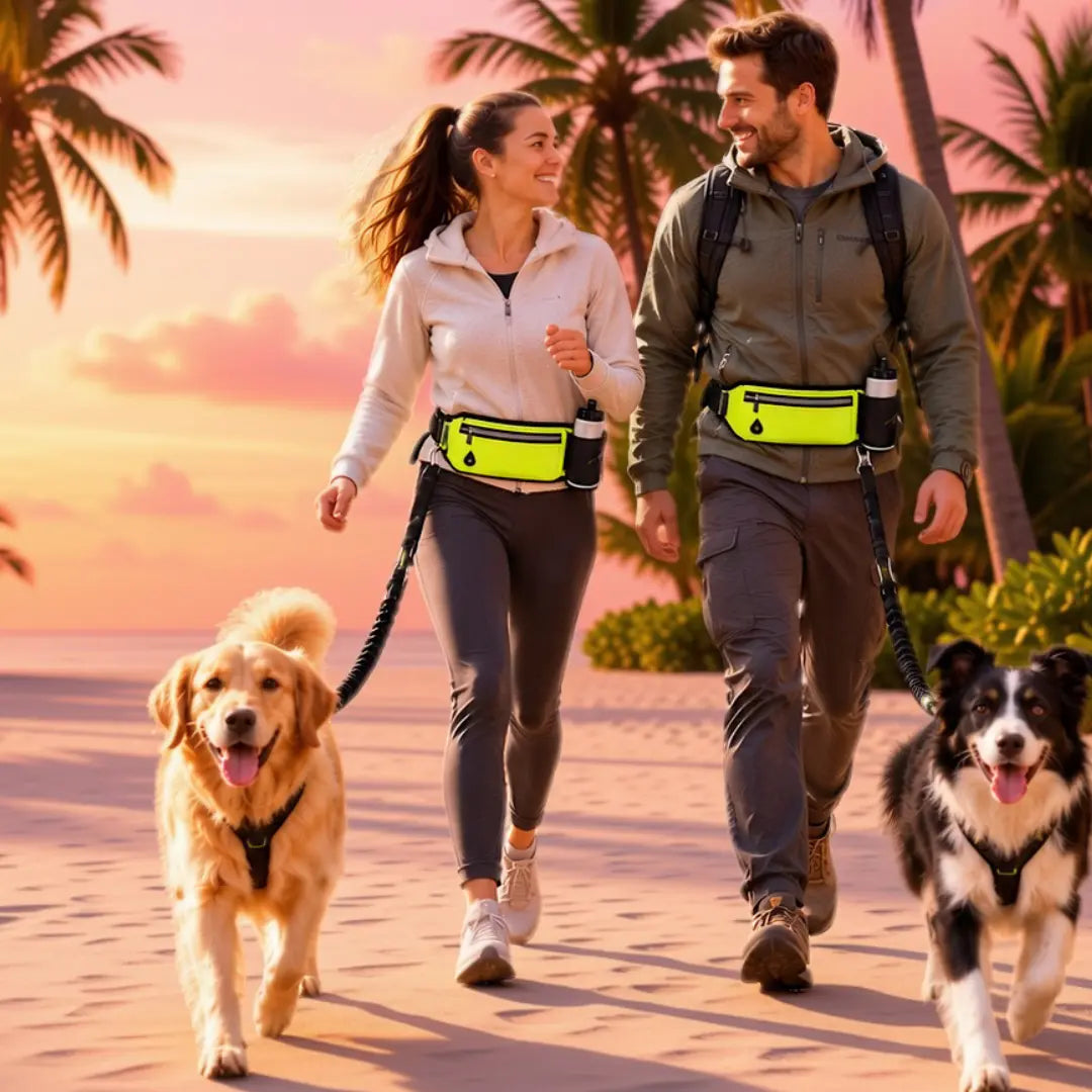 DogWalk 4-en-1™ — Laisse + ceinture + porte-bouteille + Poche zippée