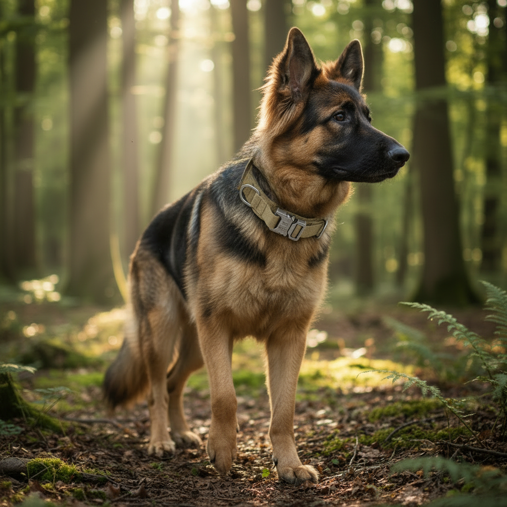 Berger Allemand forêt collier chien  kaki - résistant imperméable