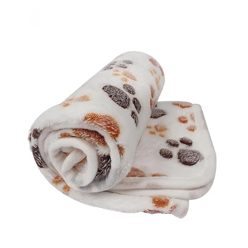 Couverture blanche à motif pattes pour chien et chat