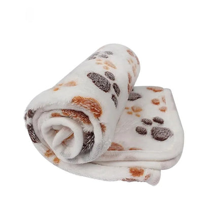 Couverture blanche à motif pattes pour chien et chat