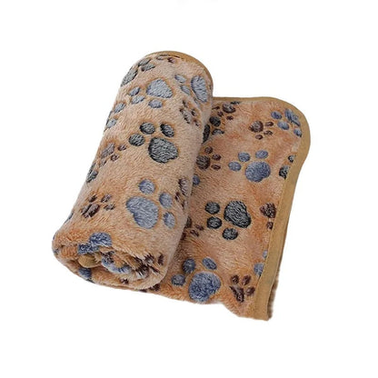 Couverture couleur café à motif pattes pour chien ou chat