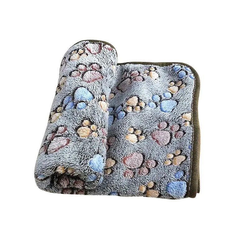 Couverture grise à motif pattes pour chien et chat