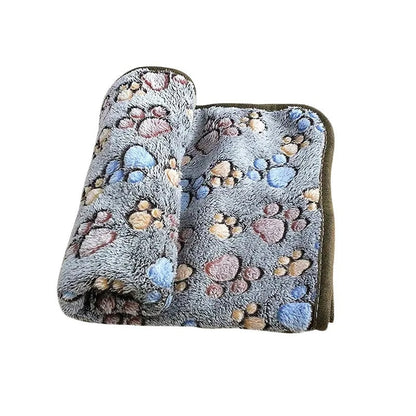 Couverture grise à motif pattes pour chien et chat