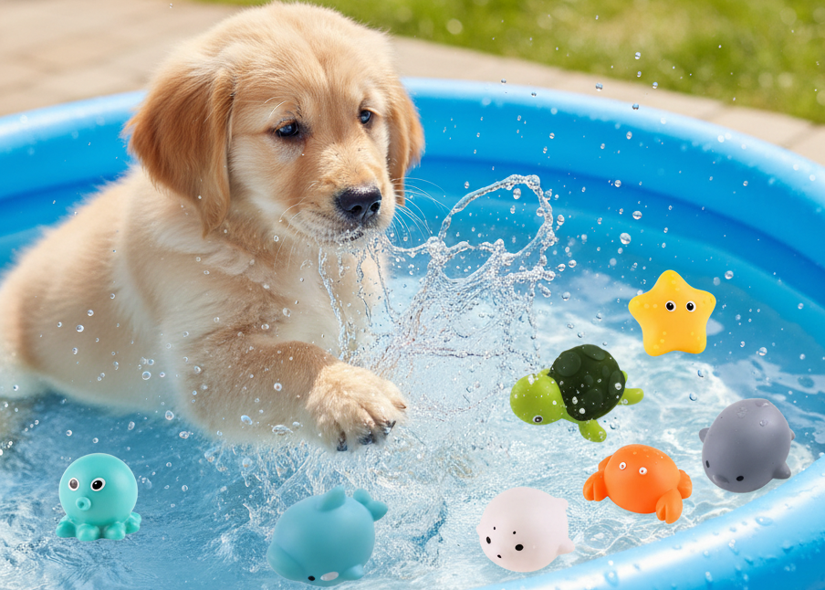 Jouet d'eau pour chien LED flottant AquaPlay set 4 pièces