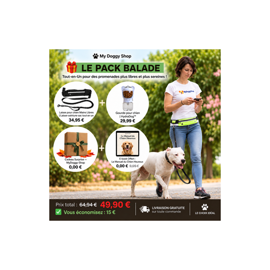 Laisse pour chien Mains Libres | Laisse-ceinture-sac tout en un