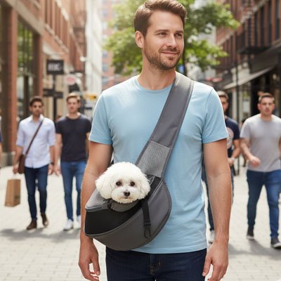 Sac de transport pour Chien respirant en tissu mesh, maintien sécurisé et confort optimal pour l’animal